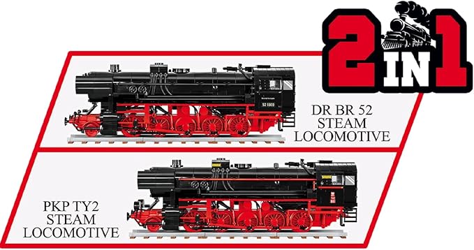 COBI Historical Collection Steam Locomotive DR BR 52/Ty2 Building Set 1725 Pieces