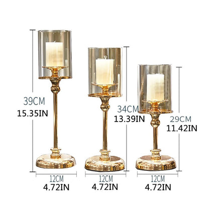 Candlestick Holders European Metal Crystal Candle Lantern Gold Candle Holders Wedding Centerpieces Center Table Candlesticks Parties Home Decor Candle Holders (Color : A)