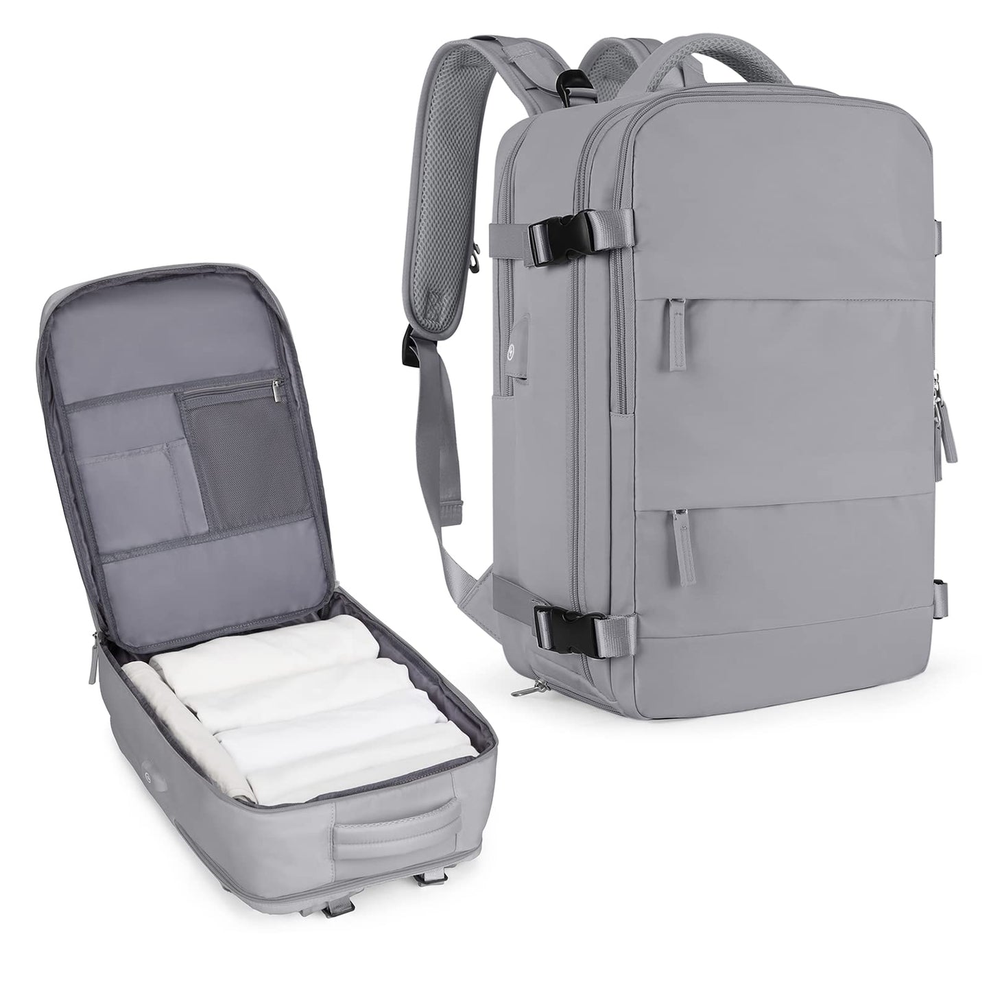 coowoz Travel Backpack Carry On for Women Man Gym Backpacks with Laptop Compartment Mochila de Viaje Teacher Personal Item Backpack Airplane Accessories Must Haves Grey Small