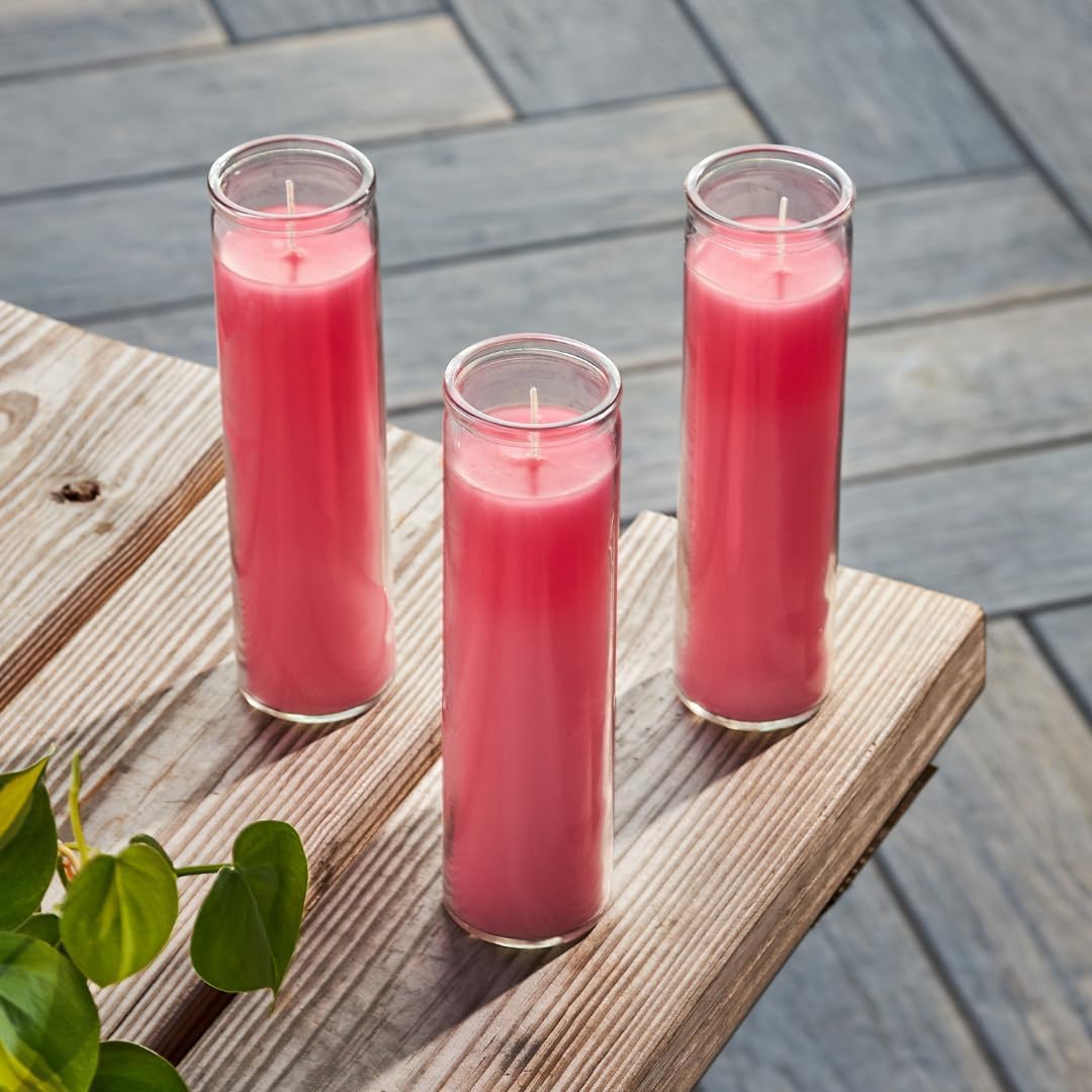 Aspen Brands Blessed Sanctuary Devotional Prayer Candle Religious Candle, (Pink, 4 Pack)
