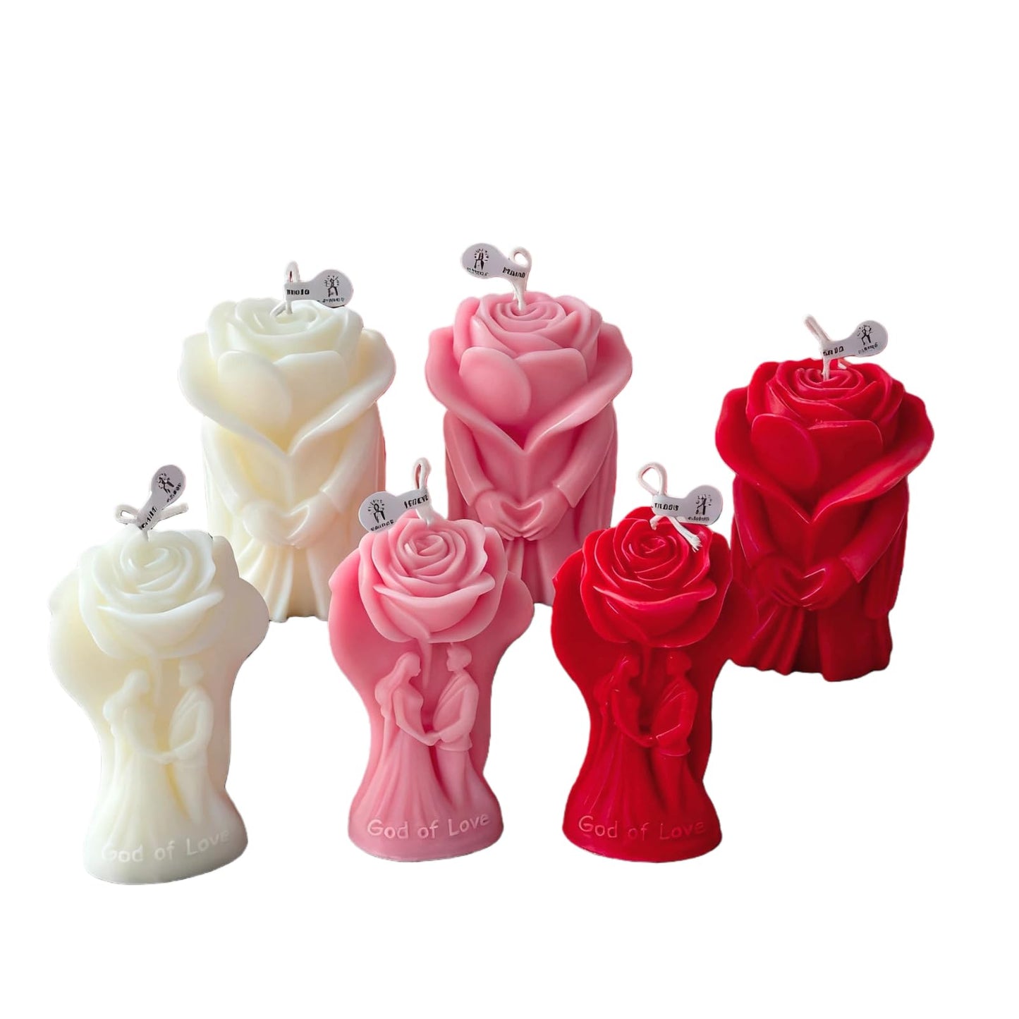 3pcs Valentine's Day Rose Couple Aromatherapy Candles, Romantic Wedding Decoration Gift Candles