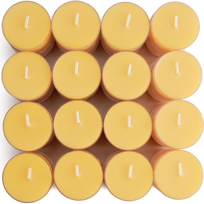 JONERAY 48 Packs Pure Beeswax Tealight Candles Bulk-4 Hour Burn Time,Unscented Natural Beeswax Tealights for Centerpiece Table (Yellow)