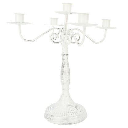 BEIJIALY 5 Arms Cast Iron Candlestick Holders, Metal Candelabra Rustproof Dampproof Iron Candle Holder Decorative Luxurious Candlestick Holder for Weeding Hotel