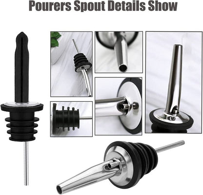 Pafusen 24 Pack Liquor Bottle Pourers, Liquor Pour Spout for Liquor Bottles, Stainless Steel Olive oil Dispenser Spout, Alcohol Pourer Spouts Dust Caps Long Covers, Sliver