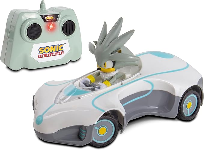 Sonic Team Sonic Racing RC: Silver - NKOK (682) 1:28 Scale 2.4GHz Remote Controlled Car 6.5' Compact Design Officially Licensed Sega Sonic The Hedgehog Battery Powered Ages 6+