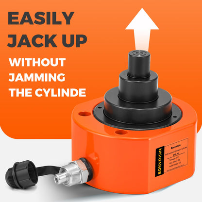 Bonvoisin Hydraulic Ram Jack 50T Low Profile Porta Power Cylinder Multi-Section 2.56" Stroke Lifting Cylinder for Machinery Shipbuilding Bridge Construction