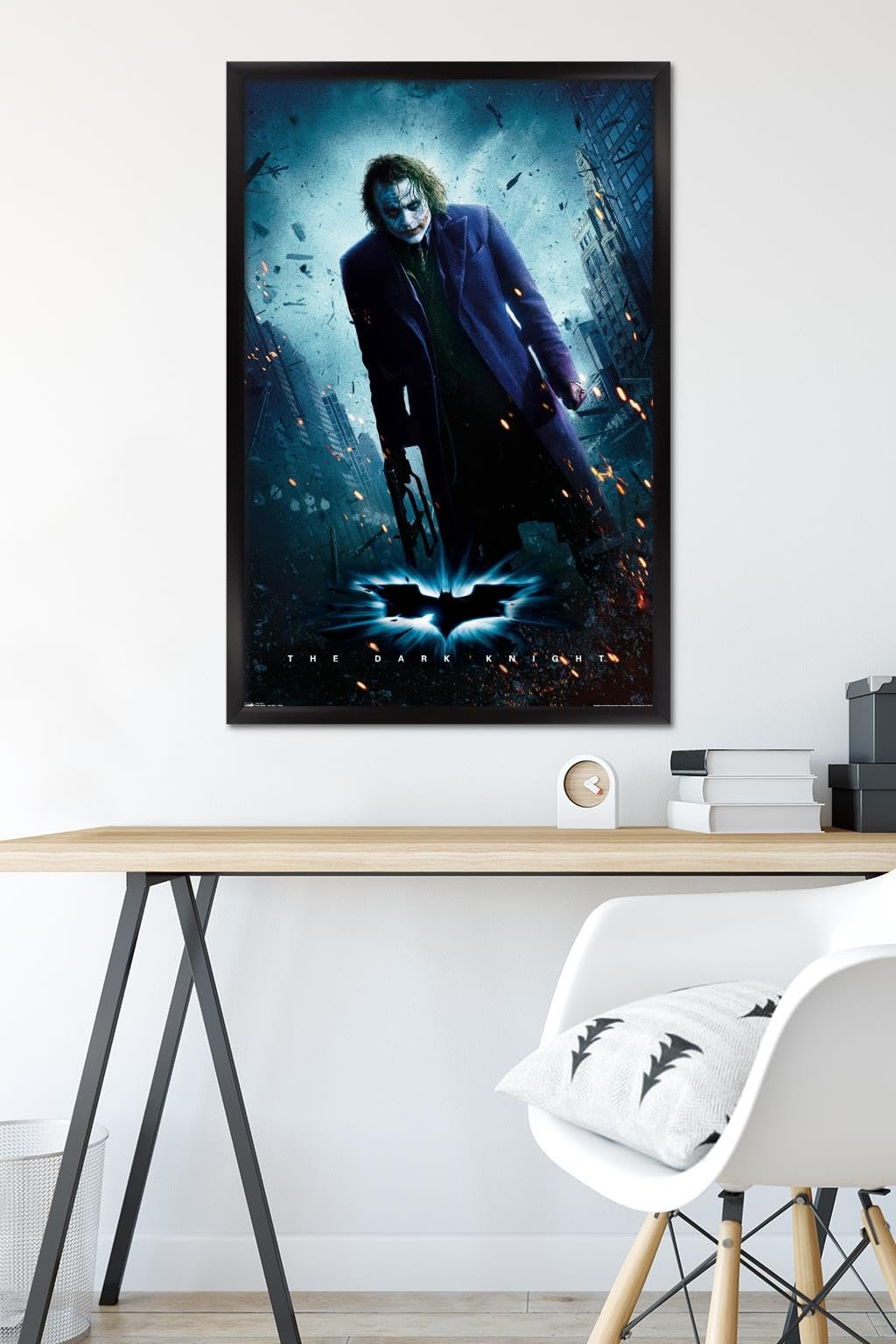 Trends International DC Comics Movie - The Dark Knight - The Joker - One Sheet Wall Poster, 22.375" x 34", Black Framed Version
