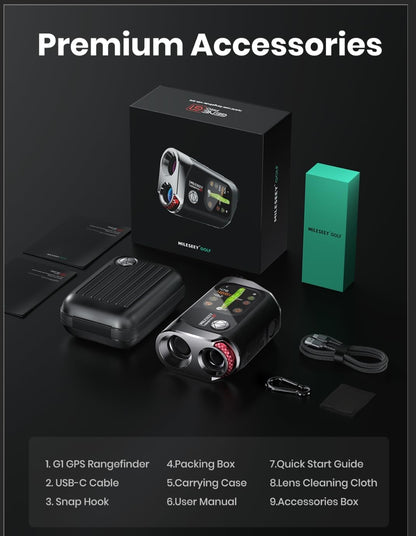MILESEEY GenePro G1 Touchscreen & GPS Rangefinder with Slope, 43000+ Preloaded Courses, 1300 Yards Laser Range Finder Golf with Red & Green Display, 0.1s Flag Pole Locking Vibration, 6X Magnification