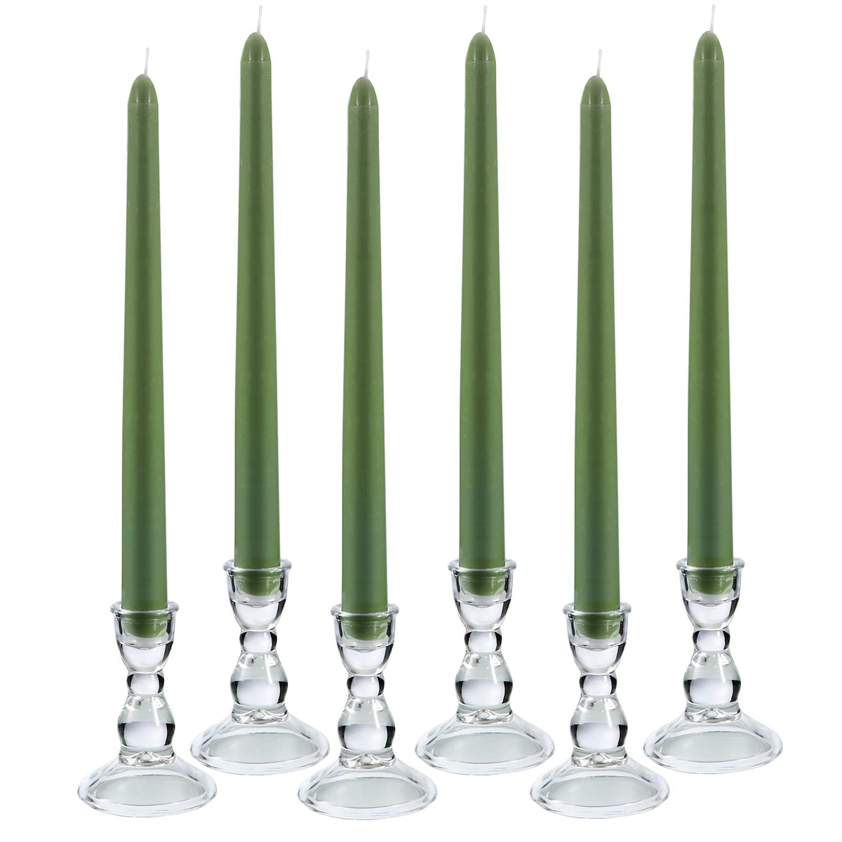 Glass Candle Holder for Taper Candles, Clear Decorative Candle Sticks Holders Set of 6 for Christmas Decor and Thanksgiving Wedding Dining Party Table Decorations (Exclude Candles)