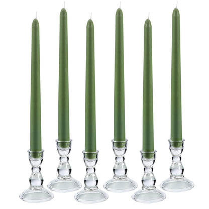 Glass Candle Holder for Taper Candles, Clear Decorative Candle Sticks Holders Set of 6 for Christmas Decor and Thanksgiving Wedding Dining Party Table Decorations (Exclude Candles)