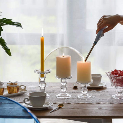 3 Pcs Glass Candle Holders for Pillar & Taper Candle Elegant Crystal Candlesticks Home Décor