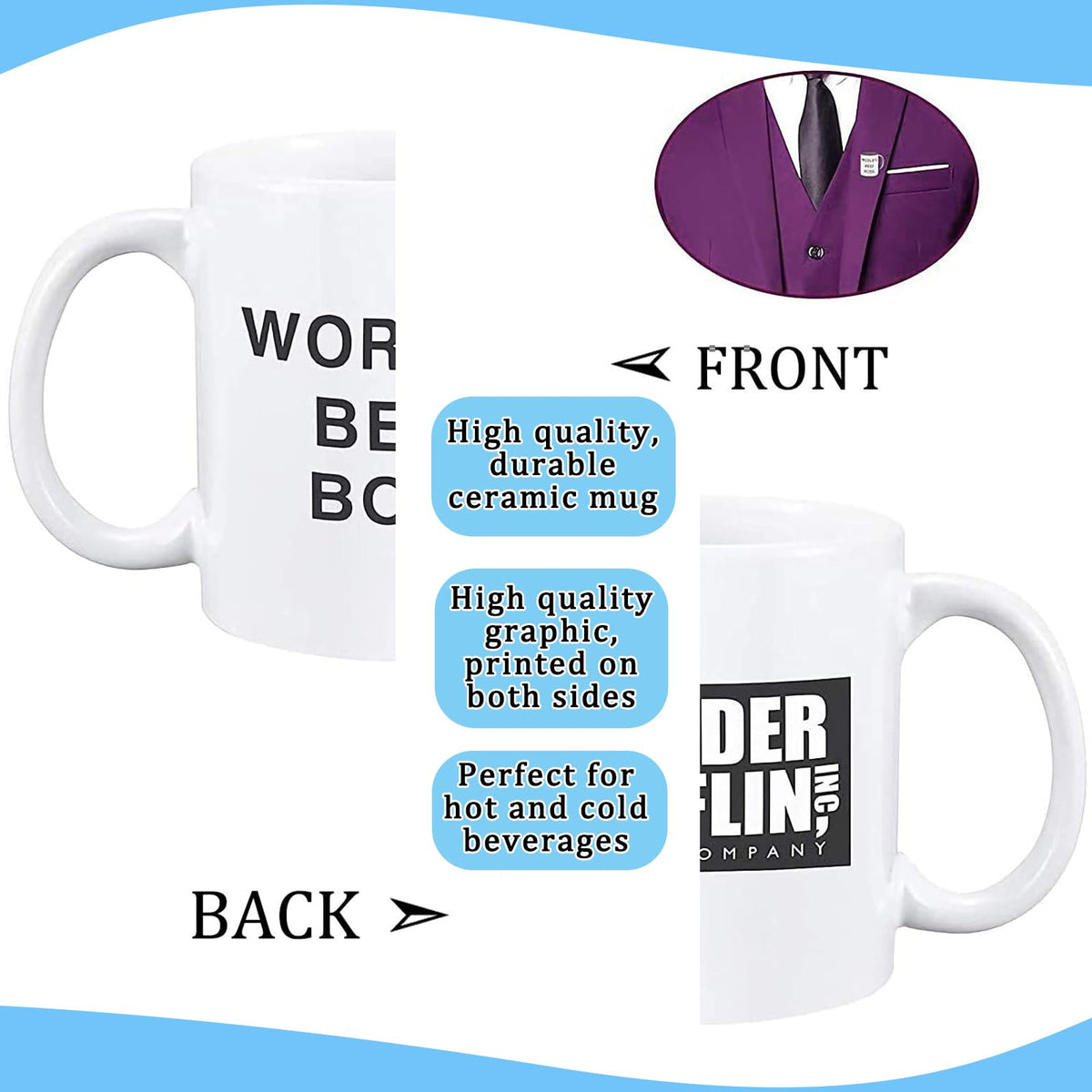World's Best Boss Mug,Coffee Mug 11 oz Ceramic Mug Funny Unique Idea Cup Gifts for Office Male Female Bosses Coworkers (11oz)