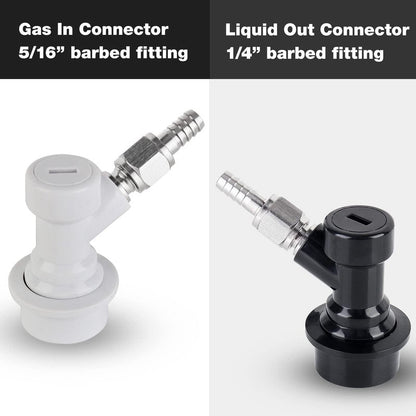 Ball Lock Keg Disconnect Quick Ball Lock MFL Disconnect Flared 5/16” Gas 1/4” Liquid Barbed Stainless Swivel Nuts for Corny Keg Post Ball Lock Keg Fittings for Homebrew with Clamps