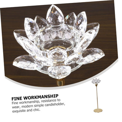 SUPVOX Metal Candlestick Holder Small Crystal Lotus Design, Romantic Wedding Candle Stand Ornament for Dining Room Decor