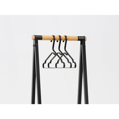 Brabantia - Linn Clothes Rack, Compact - Free Standing Clothing Rail - Clothes Storage - Hang, Air, or Dry Clothes - Sturdy Steel Frame & Bamboo Rod - 19 x 13 x 67 inches - Black