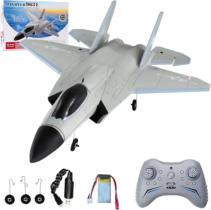 FX9631 RC Plane 2.4GHz 4CH Brushless Remote Control Airplane 3D 6G Mode Built in Six Axis Gyroscope Aerobatics Culvert Plane Simulated Stealth Fighter Toy Gift for Teens Adults