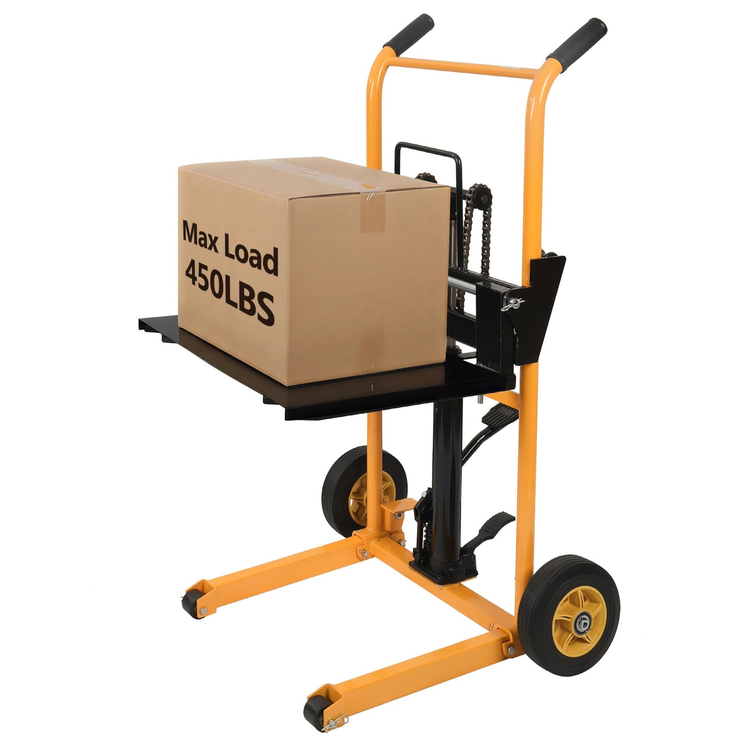 Manual Hydraulic Pallet Stacker – 43.3” Lift Height, 440 lbs Capacity, Adjustable Forks, 2-in-1 Forklift & Flatbed Cart for Warehouse, Retail, Garage