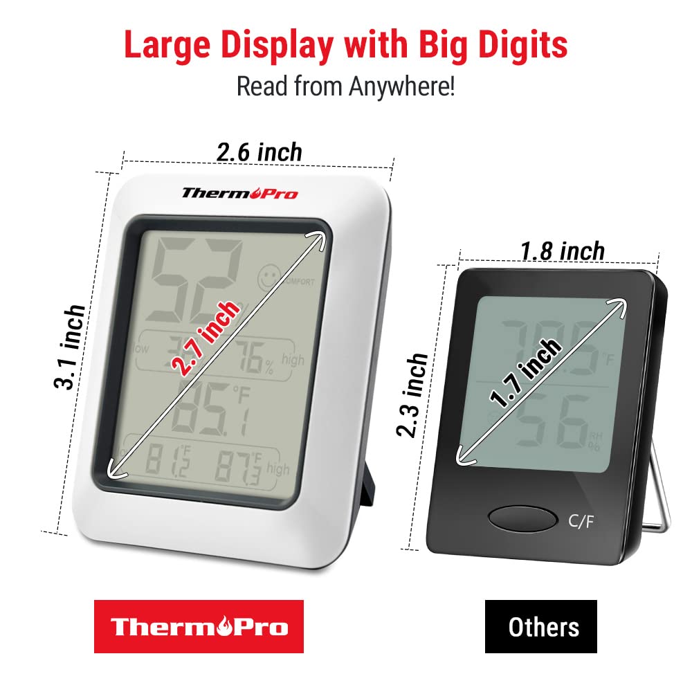 ThermoPro TP50 3 Pieces Digital Hygrometer Indoor Thermometer Room Thermometer and Humidity Gauge with Temperature Humidity Monitor