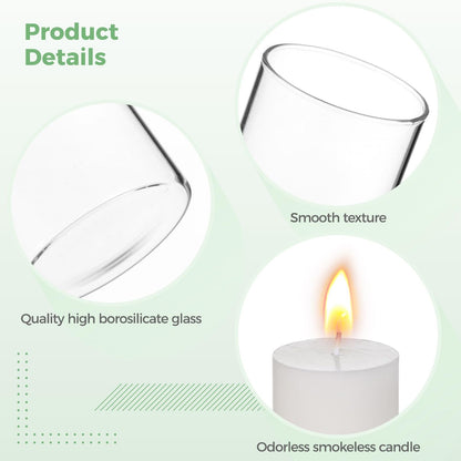 12 Pcs Glass Cylinder Candle Holders Bulk - Transparent Glass Hurricane Vases, Minimalist European Style with Multiple Size for Weddings and Restaurants