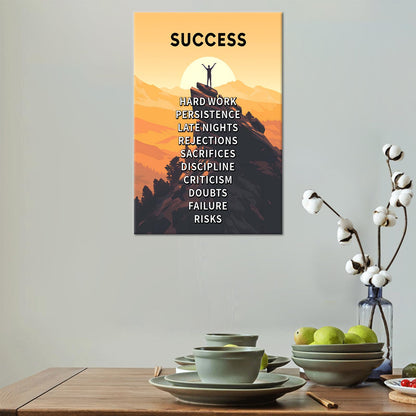 Motivational Wall Decor Inspirational Success Quotes Printed on Canvas Positive Affirmation Sign Picture Poster Artwork for Modern Home Bedroom Living Room Gym Stretched and Framed [12''Wx 18''H]