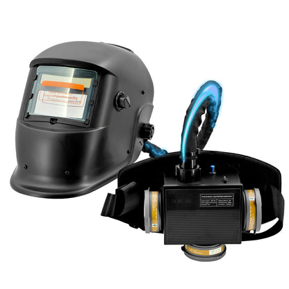 Auto Darkening Welding Helmet with PAPR Respirator System, Large Viewing Welding Hood Powered Air Purifying Respirators with Fan