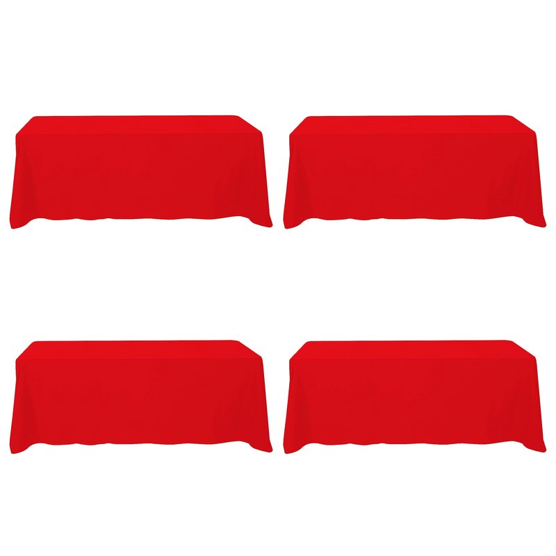 BRILLMAX 4 Pack Red Tablecloths 90 x 156 Inch for 8ft Rectangle Tables - 150 GSM Polyester Fabric, Floor Length Drop, Water, Stain & Wrinkle Resistant Cloth Cover for Wedding Reception Banquet