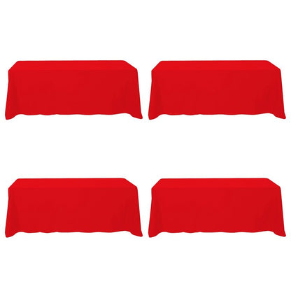 BRILLMAX 4 Pack Red Tablecloths 90 x 156 Inch for 8ft Rectangle Tables - 150 GSM Polyester Fabric, Floor Length Drop, Water, Stain & Wrinkle Resistant Cloth Cover for Wedding Reception Banquet