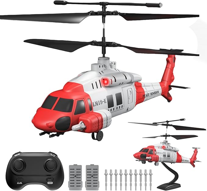 Army RC Helicopter with 10 Missiles LM19-E 2.4GHz Remote Control Helicopter for Beginners and Adults Military Helicopter Toy LED Lights Altitude Hold One-Key Take Off Indoor Friendly