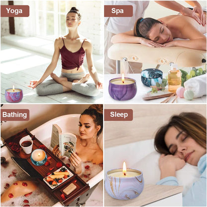 Scented Candles Gifts Set for Women, 9 Pack Aromatherapy Candles Pack Soy Wax with Essential Oil Include Lavender, Jasmine and Vanilla for Bridesmaid, Birthday, Valentine's, Mother's Day, Bath, Yoga
