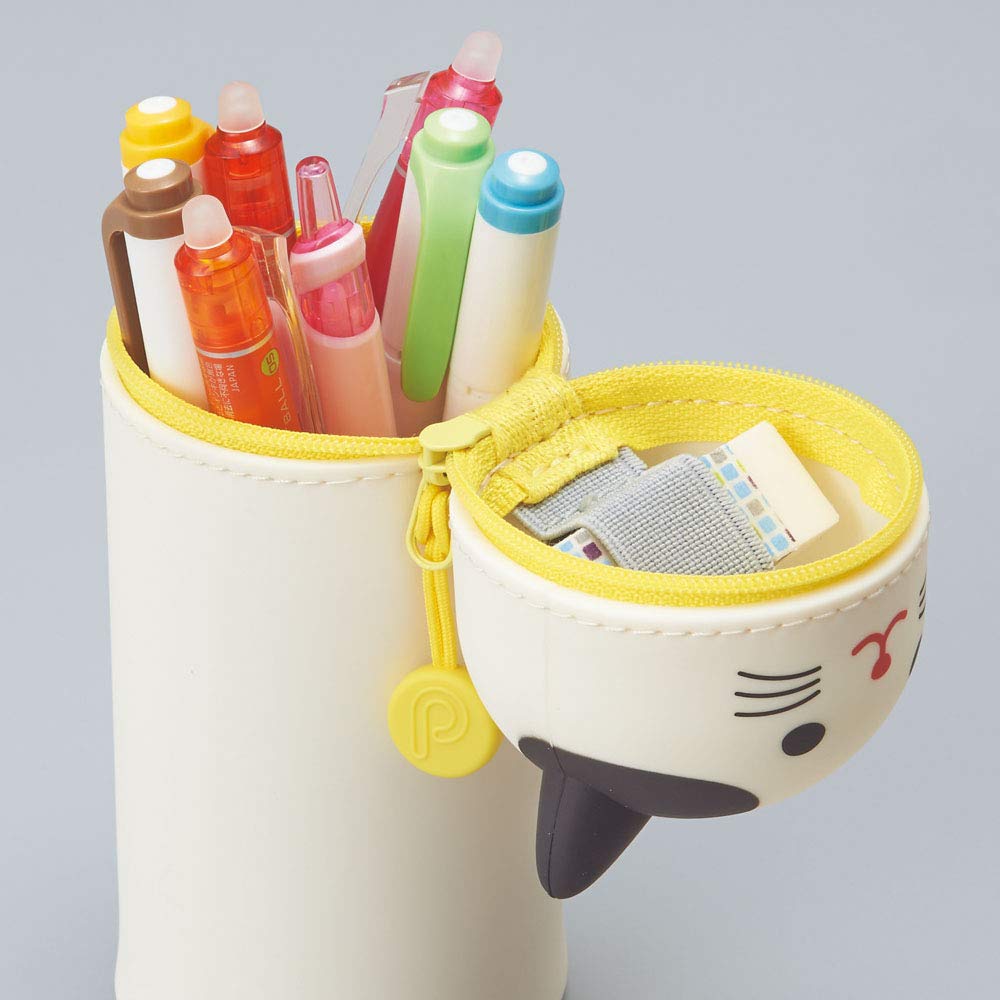 LIHIT LAB Kawaii Japanese Penguin Stand Up Pencil Case For School Office College, Cute School Supplies, Animal Pen Holder Pencil Pouch Holder Girls, Artist Pencil Case, Penguin (A7712-10)