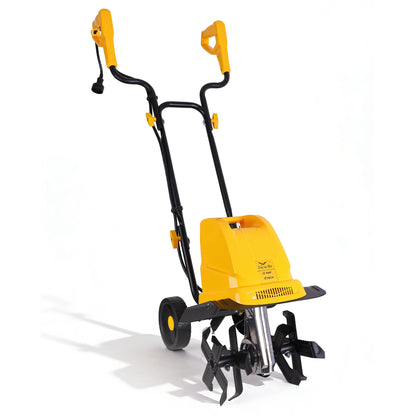 IncwBo Electric Tiller/Cultivator 4 Steel Tines, Garden Roto Tillers for Gardening, 15Amp 12 Inch Corded Rototiller with Adjustable Wheels