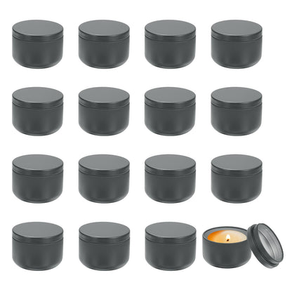 MECCANIXITY 3oz Candle Tins, 16pcs Metal Candle Tins Jars with Lids Round Empty Tin Can Containers Bulk for Storage Tea and Making DIY Arts Crafts Christmas Gifts, Grey