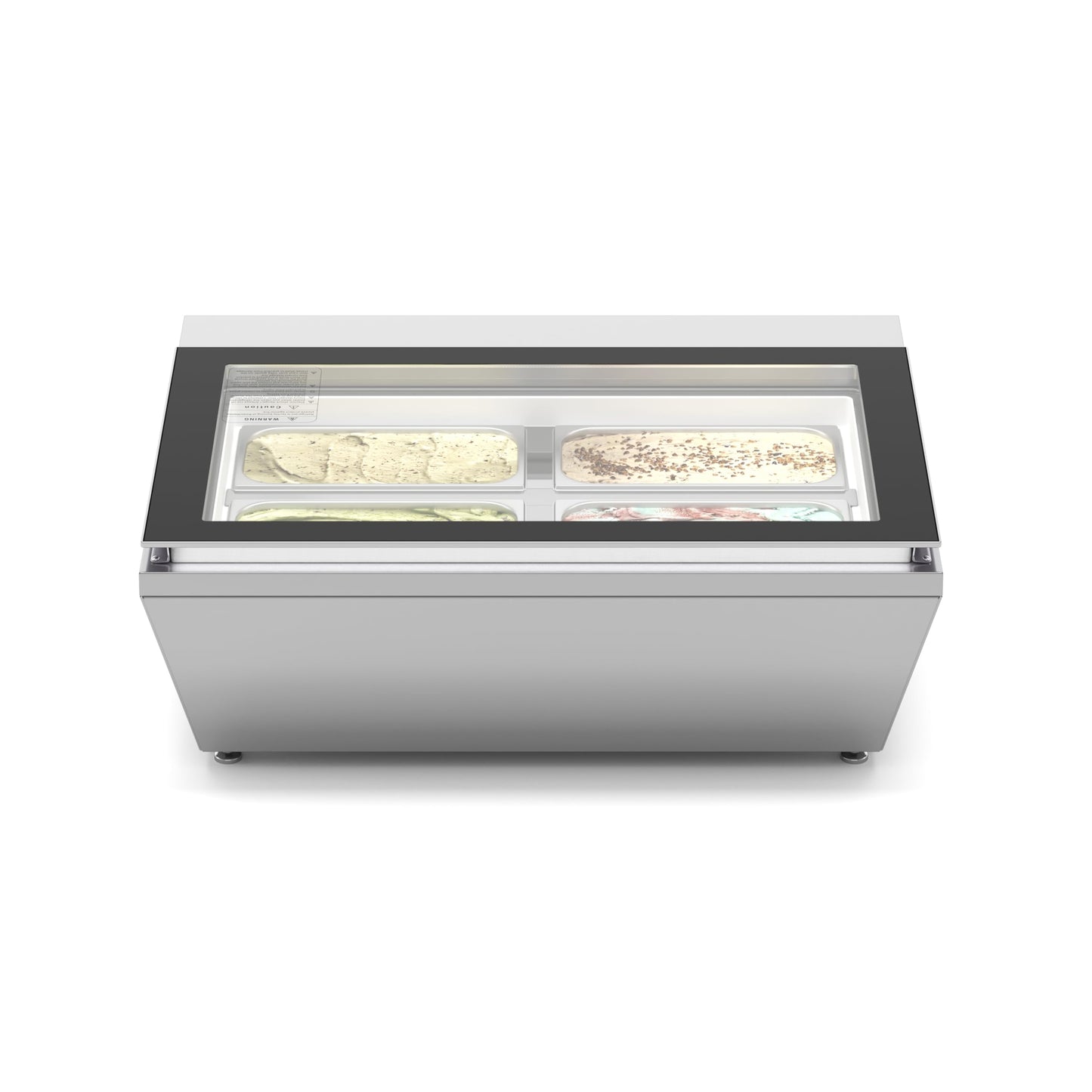 KoolMore 31 in. Countertop Ice Cream Display case with 4 Pans and Glass Sneeze Guard in Stainless-Steel (KM-CGD-8HP)