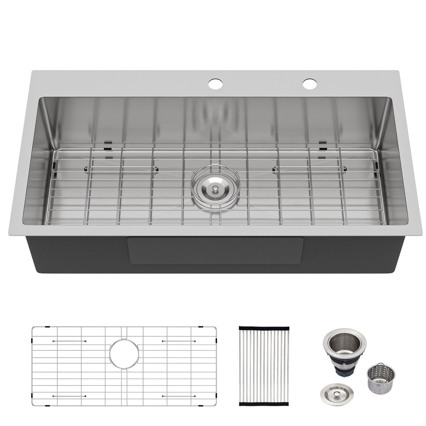 Logmey 36 Inch Drop In Kitchen Sink 36x19 Large Handmade Stainless Steel Sinks 16 Gauge Round Corner Topmount Single Bowl Kitchen Sinks 36x19x9 Inche