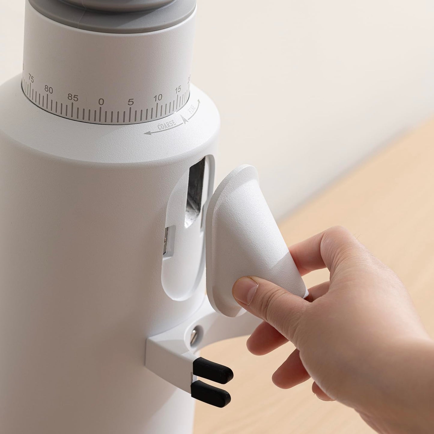 beanglass T64 Single Dose Coffee Grinder, 64mm Flat Burrs Electric Espresso Grinder (White)