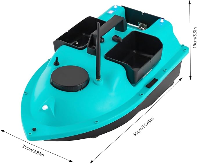 RC Bait Boat 600m/1968ft Long-Distance Control Surf Fishing Bait Boat 4.4LBS Loading Capacity with Dual 5200mAh Battery and LCD for Lake/Ocean Angling Auto Navigation (Blue)
