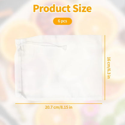 6 Pcs White Nylon Straining Bag - Fine Mesh Nylon Filter Bags, Homebrew Beer Wine Cider Dry Hop Beers Brewing Filters, Reusable Drawstring Brew Bags for Hops, Grains & Fruit (6" x 8")