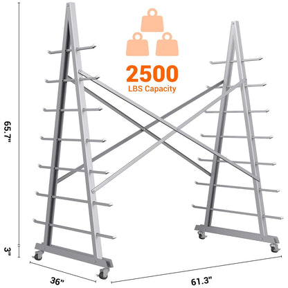 WUGEBA Floor Standing Lumber Horizontal Storage Rack-7 Tiers, Heavy-Duty Metal Adjustable Arms Pallet Racking, Up to 2500 Lbs, Free Standing Bar Storage Cantilever Rack for Basement