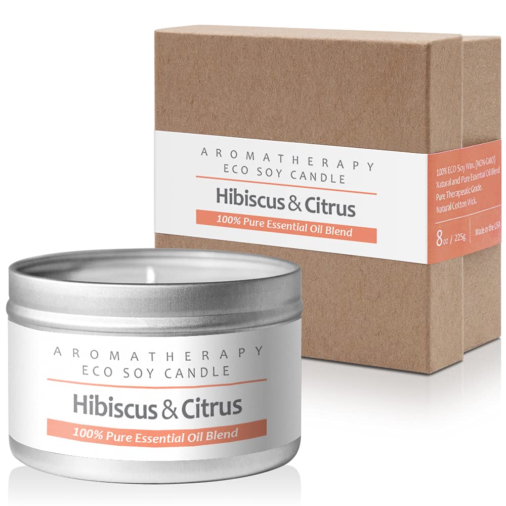 I & Candle Aromatherapy Soy Wax Scented Candles (Hibiscus & Citrus)