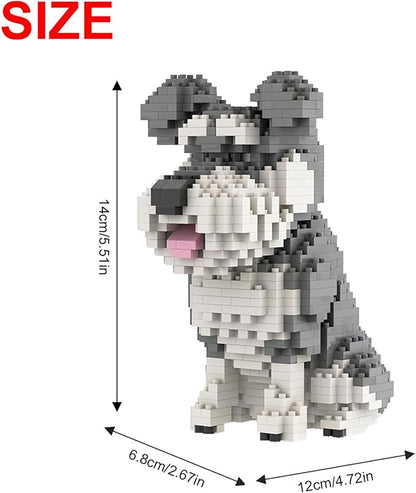 Larcele Micro Building Blocks Animal Set DIY 3D Building Toy Bricks934 Pieces KLJM-05(Schnauzer)