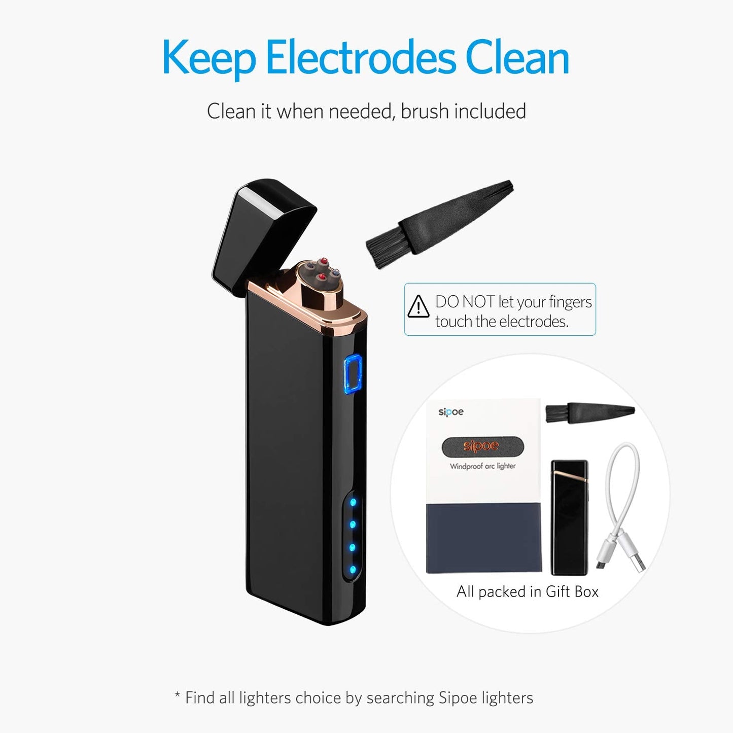 Lighter, Electric Arc Lighter USB Rechargeable Windproof Flameless Lighter Plasma Lighter with Battery Indicator (Upgraded) for Fire, Cigarette, Candle - Outdoors Indoors