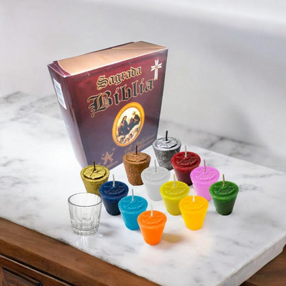 12 Divine Providence Votive Candles Set | Multicolor Prayer Scented Candles | Holy Bible Box | New Year Tradition | Monthly Blessing | 5x4.5 cm (1.97 x 1.77 inches)