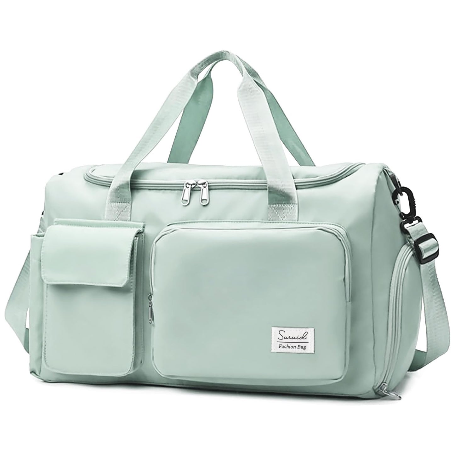 Suruid Travel Duffel Bag with Shoes Compartment Sports Gym Bag with Dry Wet Separated Pocket for Men and Women, Overnight Bag Weekender Bag Training Handbag Yoga Bag - Light Green