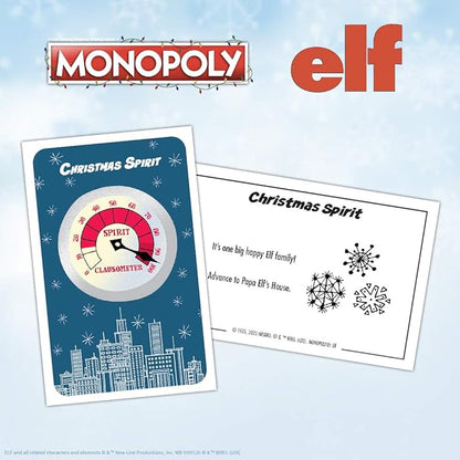 Monopoly Elf | Based on Christmas Comedy Film Elf | Collectible Monopoly Game Featuring Familiar Locations and Iconic Moments | Officially Licensed Monopoly