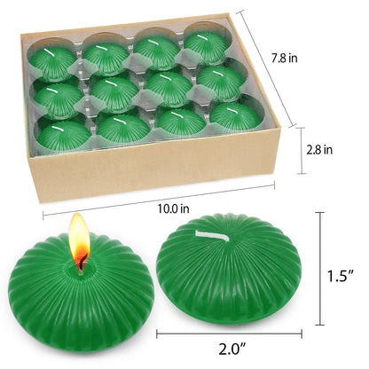 Green Floating Candles for Cylinder Vases, 24 Pack 2 Inches Water Tealight Candles for Centerpieces at Wedding Dinner Party Spa Treatments