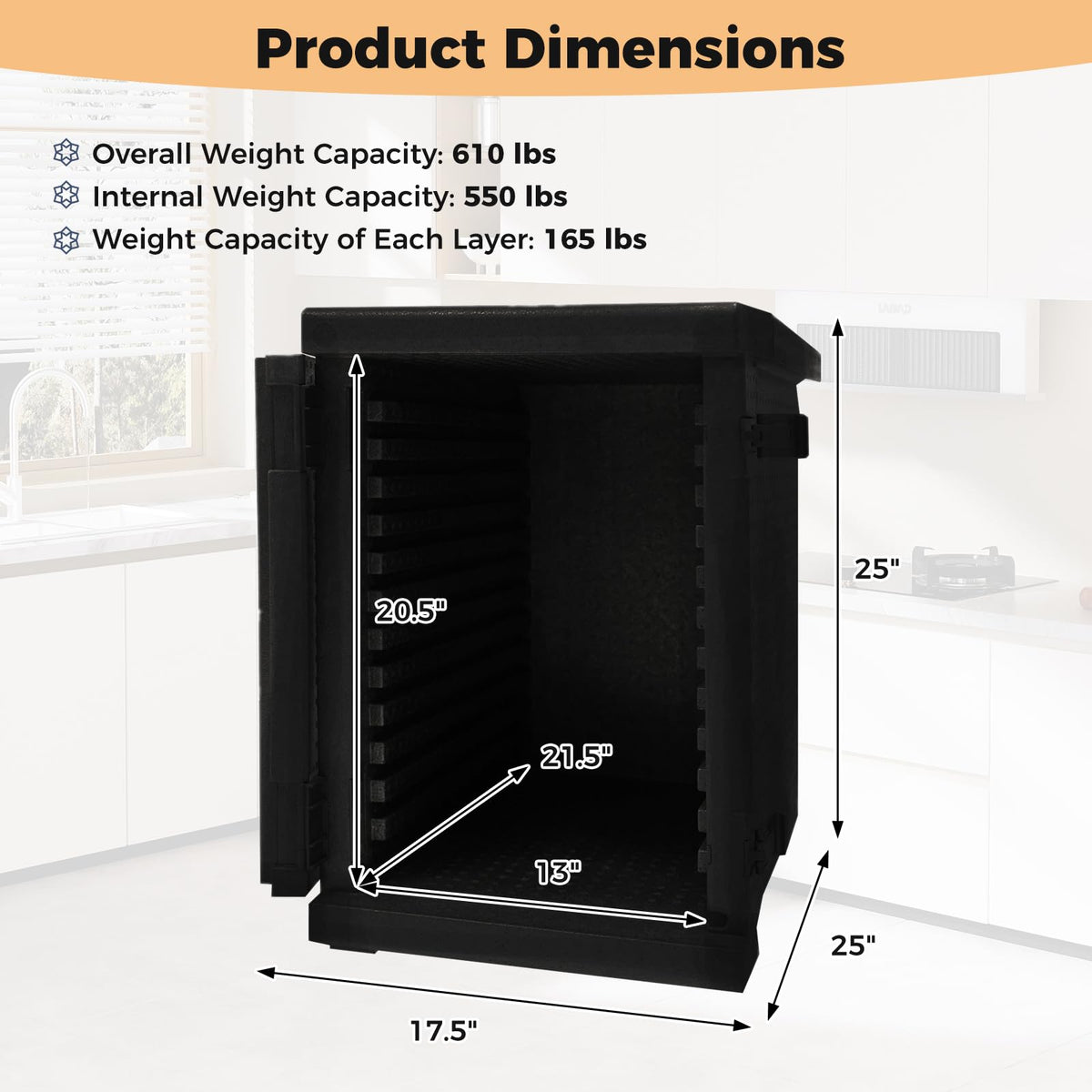 Goplus 91 Qt Insulated Food Pan Carrier, Lightweight Front Loading Food Warmer Cooler w/Safety Buckles and 12 Shelf Dividers, Non-Electrical Stackable Hot Box for Catering Buffet Outdoor Event (1)