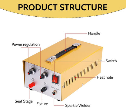 KKYOYRE 30A Jewelry Spot Welding Machine,Spot Welder,Professional Pulse Arc Welder for Gold,K Gold,Silver,Platinum and Steel Necklace (Thickness 0.4-1.0mm)