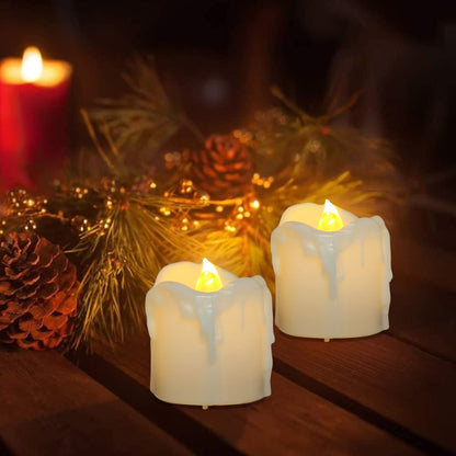 PChero 1.57" x 1.69" Battery Operated Tea Lights with Timer, 12pcs Warm White LED Timed Flameless Candles Flickering, 6Hours On Per 24Hours Cycle, Ideal for Thanksgiving Christmas Wedding Home Decor