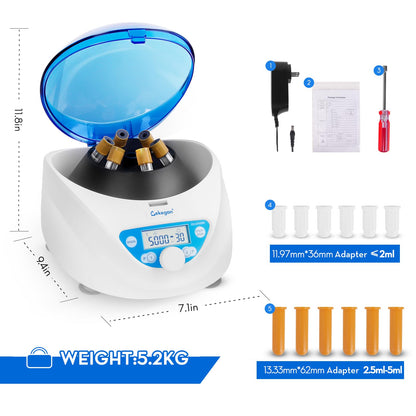 Cekegon PRP Centrifuge Machine 6x15mL/10mL/7mL/1.5-5ml, Benchtop Lab Centrifuges with 300-5000rpm Max. 2600xg RCF for Laboratory College Beauty Clinic