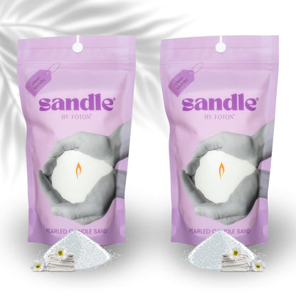 Sandle by Foton Pearled Candle – Multi-Pack (2 x 10oz) – Clean Laundry Scent, Non-Toxic, Luxury & Long-Lasting – up to 120 Hours – with 15 Wicks Each Pack